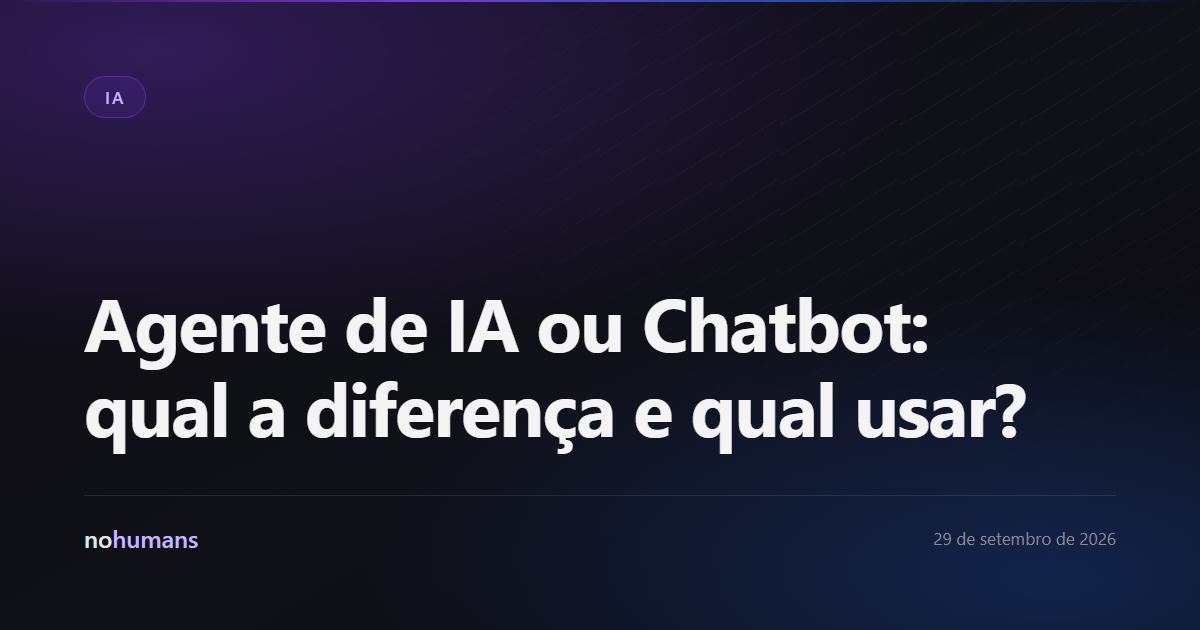 Capa: Agente de IA ou Chatbot: qual a diferença e qual usar?